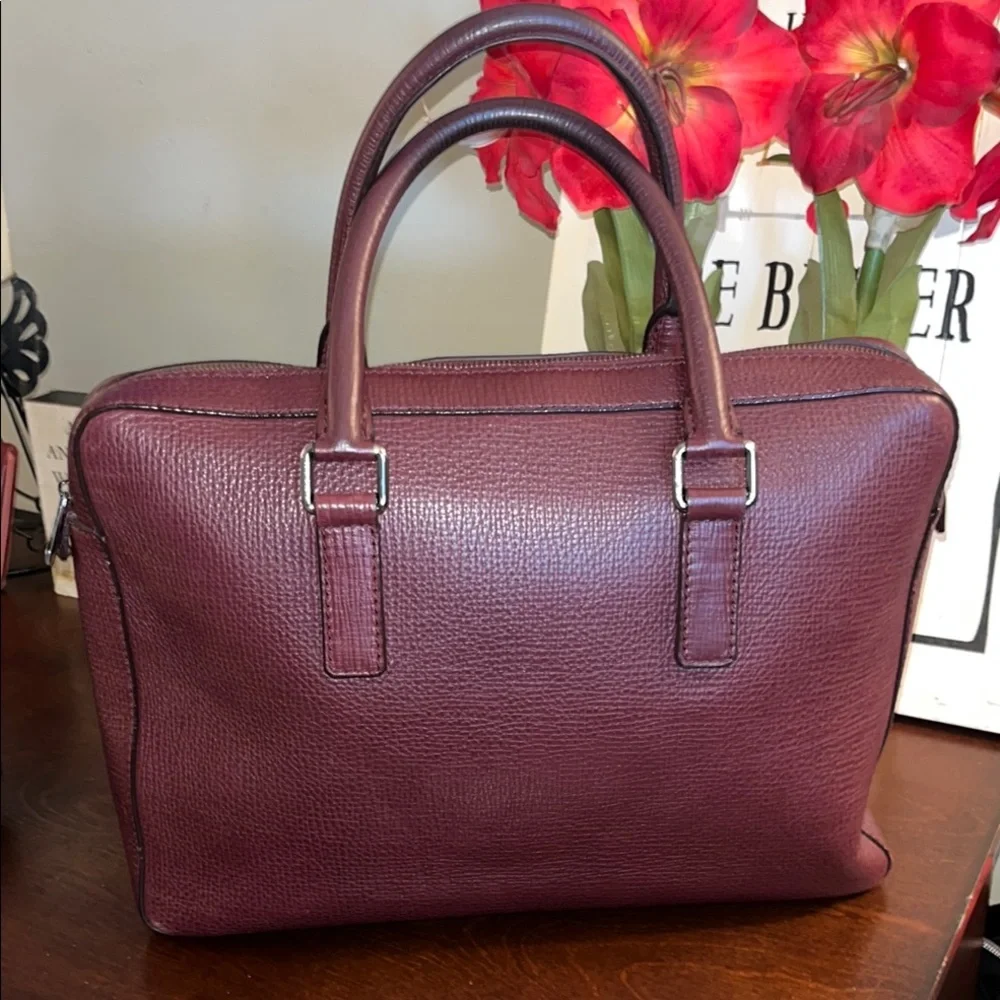 Dolce & Gabbana Mediterraneo Bordeaux Brick Red Laptop Bag Structured Design EUC